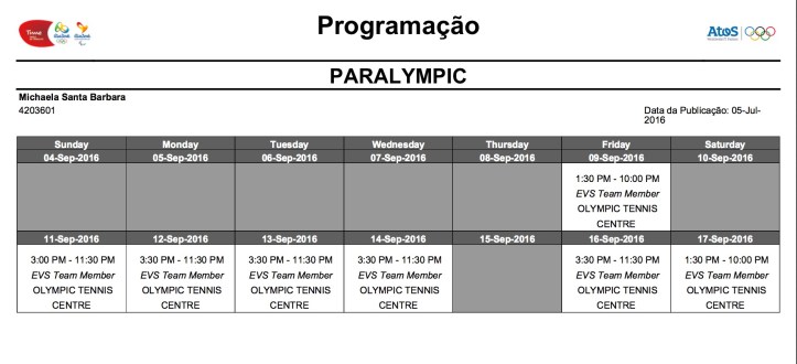 Rio schedule